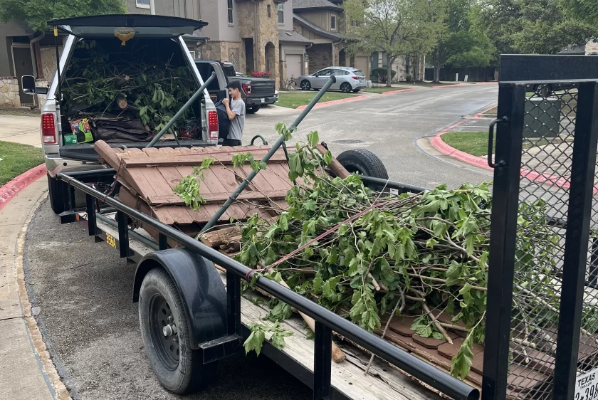 Bluebonnet crew providing junk removal in Lakeway